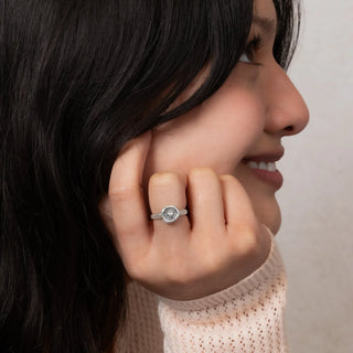 Woman wearing sterling silver heart ring