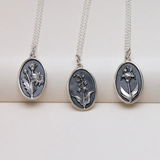 Sterling Silver Birth Flower Necklaces