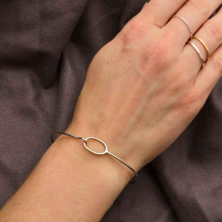 Sterling Silver Bracelet with Oval Hook and Eye Closure on Wrist