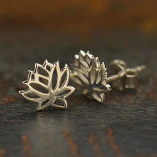 Nina Designs Sterling Silver Lotus Flower Post Earrings
