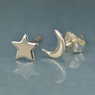 Nina Designs Sterling Silver Star and Moon Post Earrings