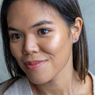 Sterling Silver Cherry Blossom Earrings On Woman