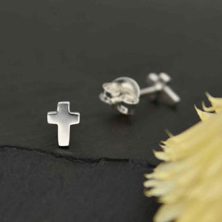 Nina Designs Sterling Silver Tiny Cross Post Earrings
