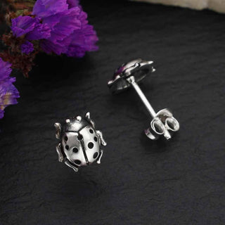 Nina Designs Sterling Silver Lady Bug Post Earrings