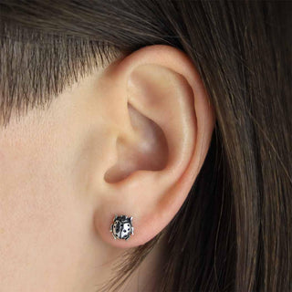 Sterling Silver Lady Bug Post Earrings on ear