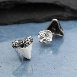 Nina Designs Sterling Silver Shark Tooth Post Earrings
