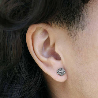 Sterling Silver Seashell Earring on Ear