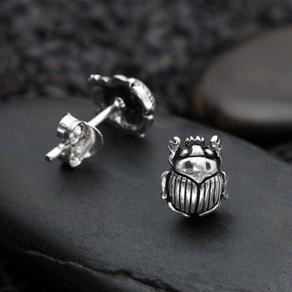 Nina Designs Sterling Silver Scarab Beetle Post Earrings