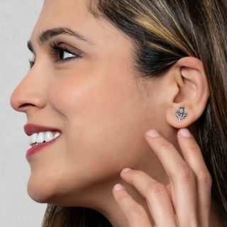 Sterling Silver Thistle Post Earrings on model