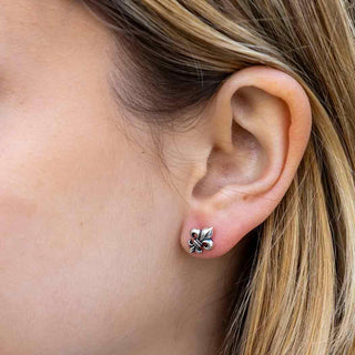 Sterling Silver Fleur De Lys Post Earrings 11x8mm - Nina Designs