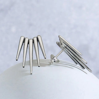 Nina Designs Sterling Silver Large Five Spike Post Earrings