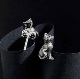 Nina Designs Sterling Silver Sitting Cat Post Earrings