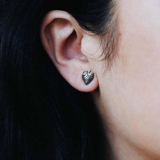 Sterling Silver Strawberry Earrings on Ear