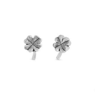 Sterling Silver Lucky 4 Leaf Clover Post Earrings 9x6mm