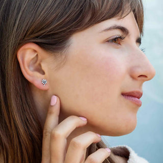 Sterling Silver Lucky 4 Leaf Clover Post Earrings 9x6mm - Nina Designs