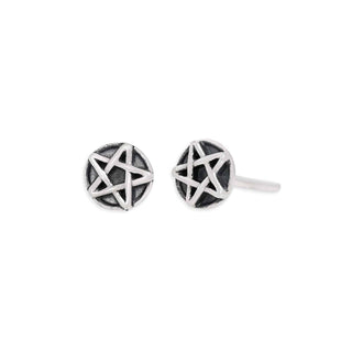 Sterling Silver Pentacle Post Earrings 5x5mm on white background