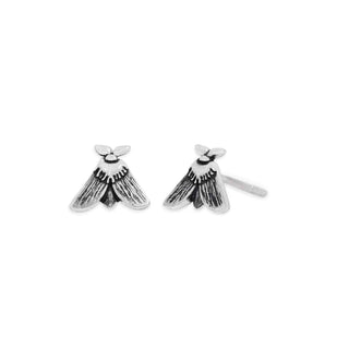 Sterling Silver Moth Post Earrings 7x8mm on white background