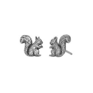 Sterling Silver Squirrel Post Earrings on white background