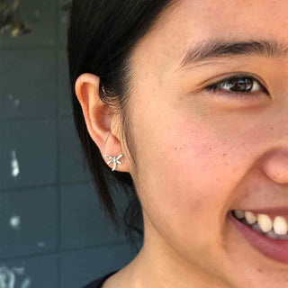 Sterling Silver or Bronze Dragonfly Post Earrings 9x10mm - Nina Designs