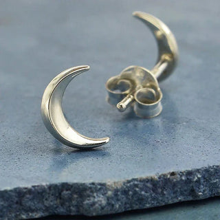 Sterling Silver Moon Post Earrings 7x5mm - Nina Designs