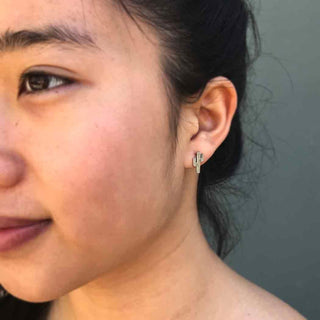 Sterling Silver or Bronze Cactus Post Earrings 12x6mm - Nina Designs