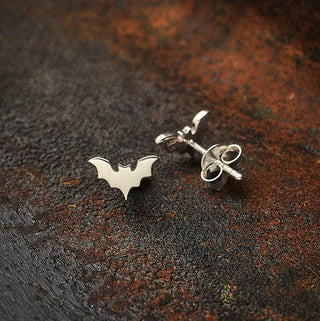Nina Designs Sterling Silver Flat Tiny Bat Post Earrings