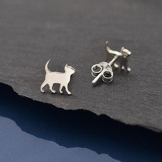 Nina Designs Sterling Silver Walking Cat Post Earrings