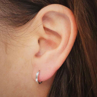 Sterling Silver 11mm Huggie Hoop on Ear