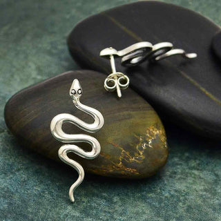 Nina Designs Sterling Silver Large Snake Post Earrings