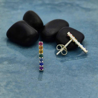 Nina Designs Sterling Silver Rainbow Nanogem Post Earrings