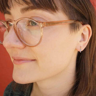 Sterling Silver Rainbow Post Earrings on Woman