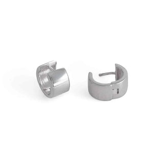 Silver Wide Huggie Hoops with Clicker Closure