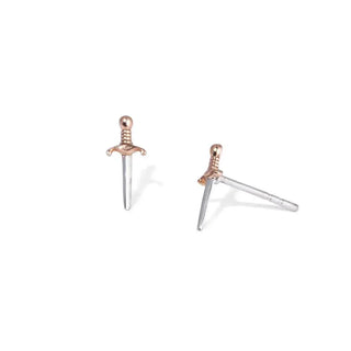 Nina Designs Mini Silver Sword with Bronze Hilt Earrings