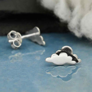 Nina Designs Sterling Silver Layered Cloud Post Earrings
