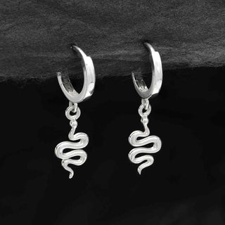 Nina Designs Sterling Silver Huggie Hoops with Snake Dangle