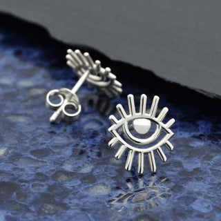 Nina Designs Sterling Silver Long Lashes Eye Post Earrings