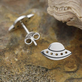 Nina Designs Sterling Silver UFO Saucer Post Earrings