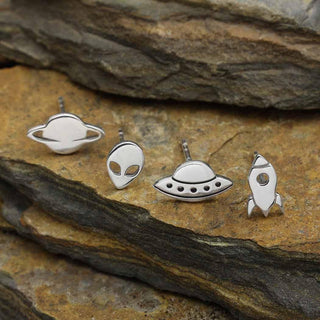 Nina Designs Sterling Silver Alien Spaceship Post Earrings Set