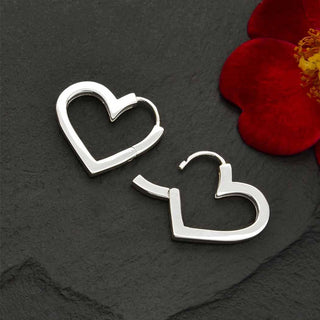 Sterling Silver Heart Huggie Hoop Earrings 17x19mm - Nina Designs