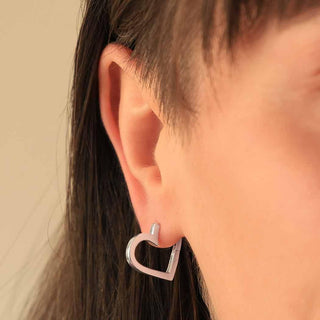 Sterling Silver Heart Huggie Hoop Earrings 17x19mm - Nina Designs