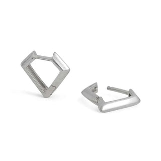 Nina Designs Sterling Silver Diamond Shaped Huggie Hoop Earrings