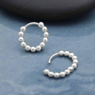 Sterling Silver Beaded Huggie Clicker Earrings