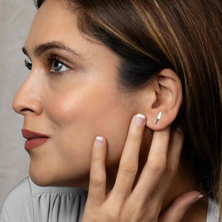 Sterling Silver Kitchen Knife Earring on Ear