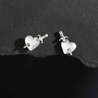 Nina Designs Sterling Silver Knife in Heart Post Earrings