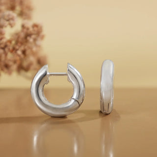 Nina Designs Sterling Silver Thick Round Circle Huggie Hoop