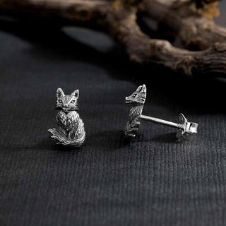 Nina Designs Sterling Silver Sitting Fox Post Earrings