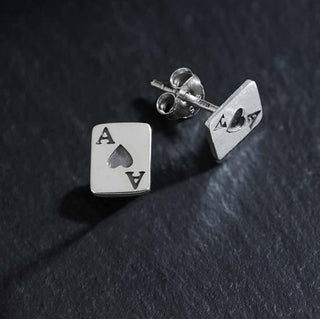 Nina Designs Sterling Silver Ace of Hearts Playing Card Post Earrings