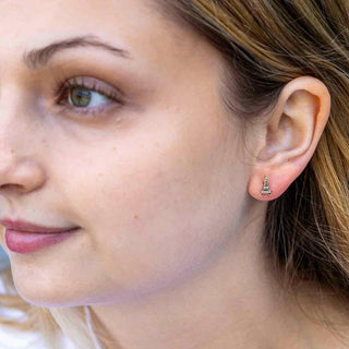 Sterling Silver Eiffel Tower Post Earrings on model