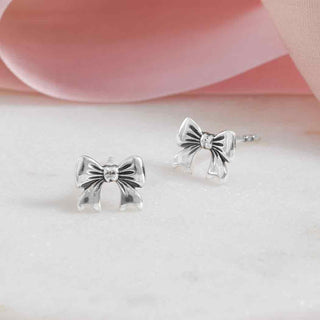Nina Designs Sterling Silver Ribbon Bow Post Earrings