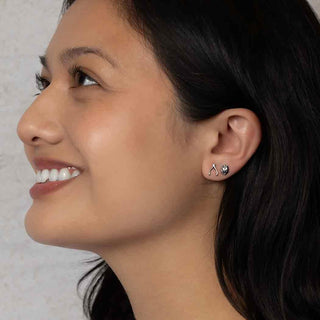Sterling Silver Wishbone and Ladybug Earrings on Model